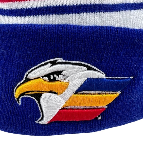 Zephyr line new Blue & white Eagles Pom Pom Knit hat - Picture 4 of 7